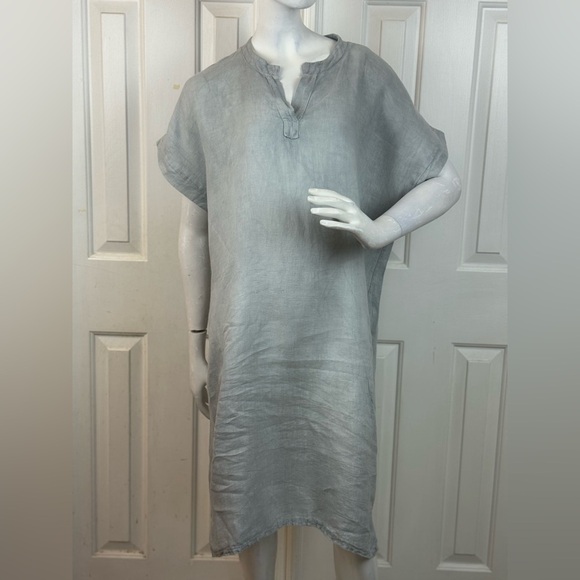 Italy 100% Linen Gray Linen Kaftan Dress. - Picture 1 of 15